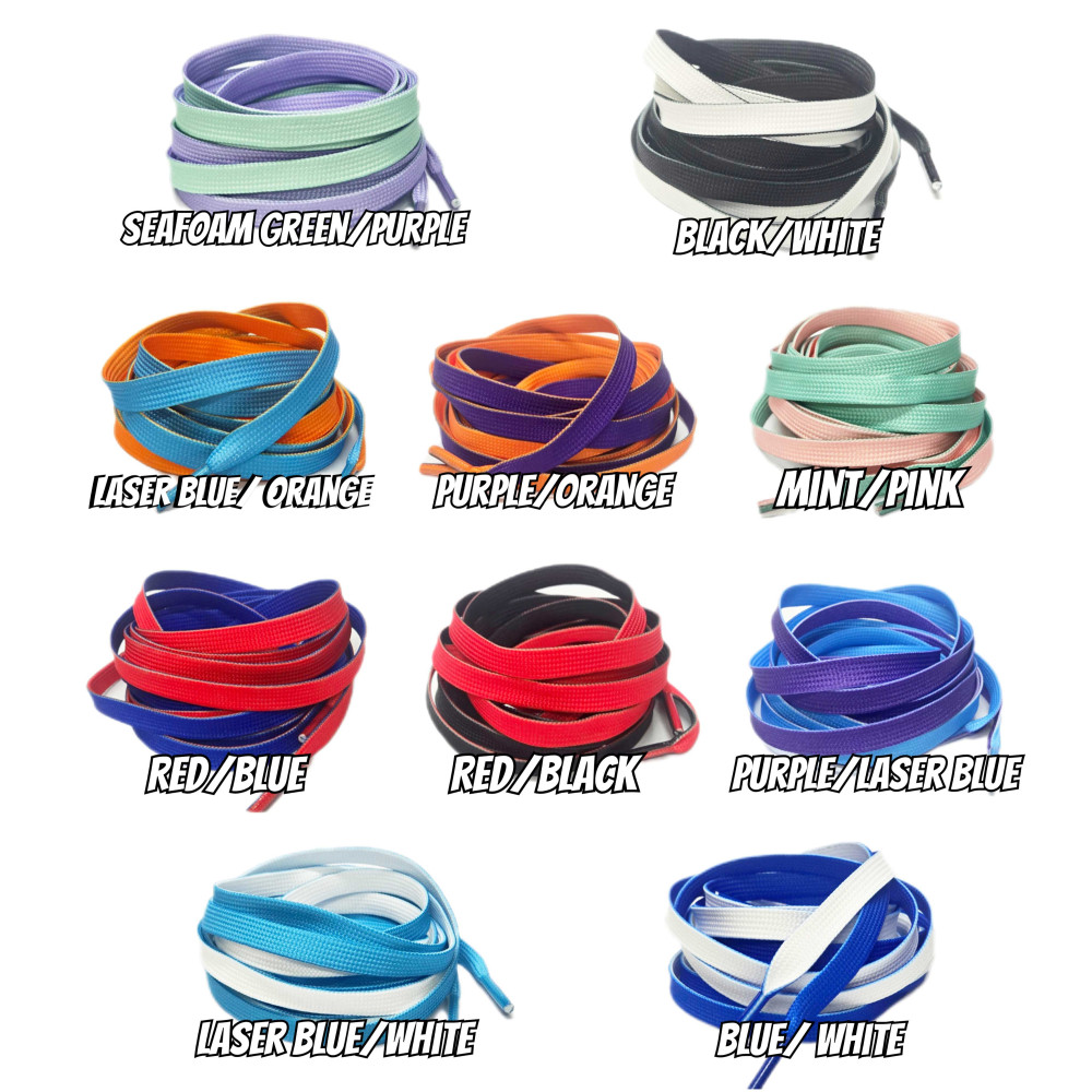 Reversible Two Tone Flat Laces-10 Colours-